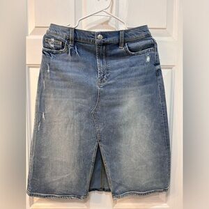 NWT 7 For All Mankind Jean Denim Easy Midi Skirt Size 29 Distressed Y2K Festival
